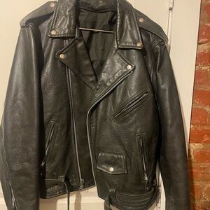 Vintage Black Leather Moto Jacket
